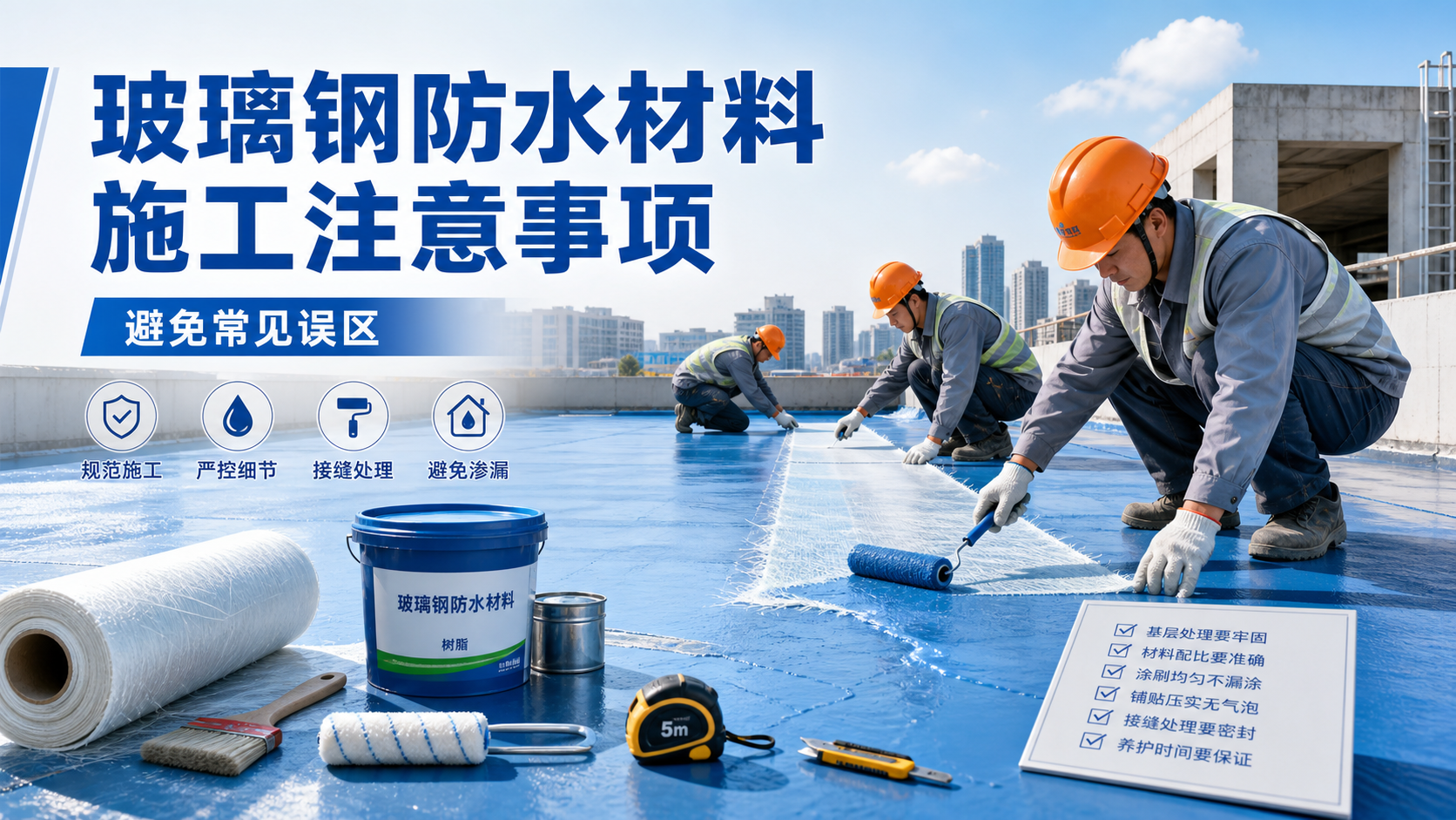 玻璃钢防水材料施工注意事项,避免常见误区 昌江 版